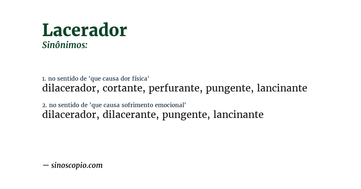 Sinônimo de lacerador