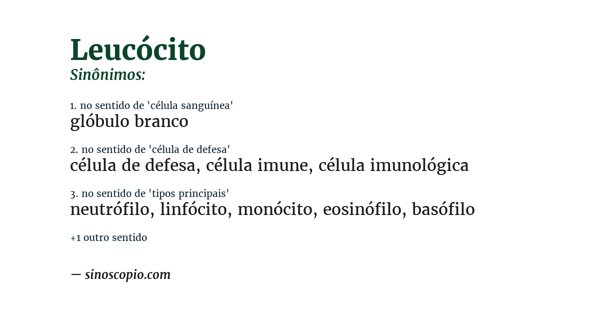 Sinônimo de leucócito