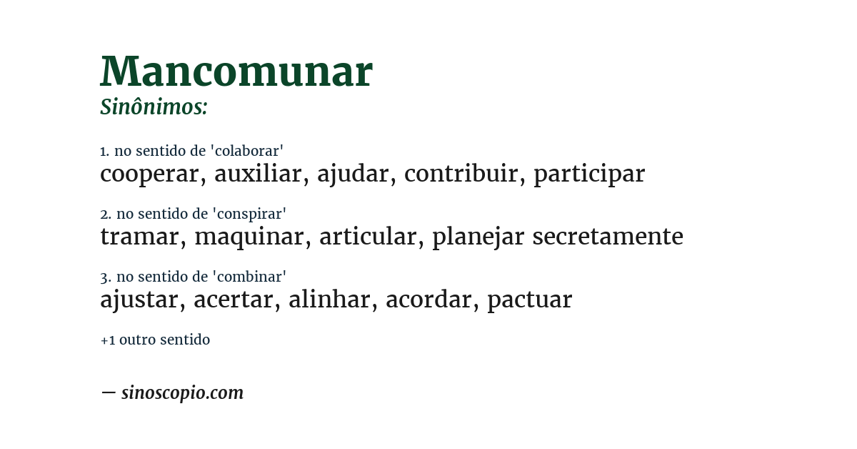 Sinônimo de mancomunar