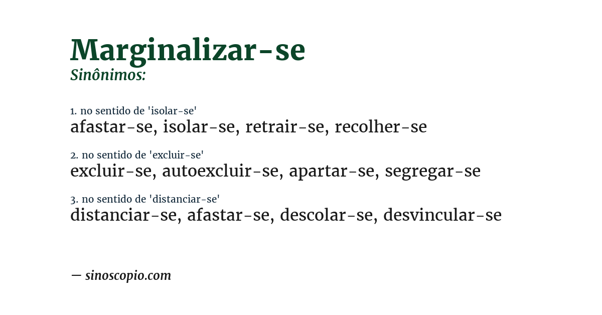 Sinônimo de marginalizar-se