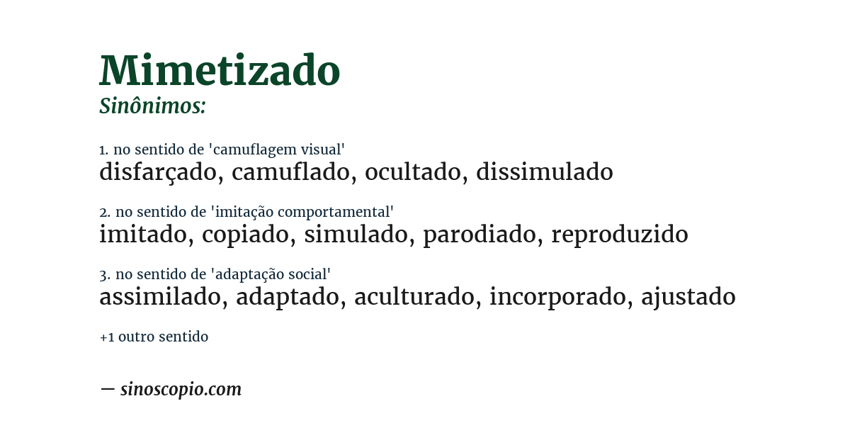 Sinônimo de mimetizado