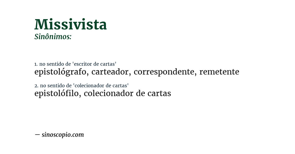 Sinônimo de missivista