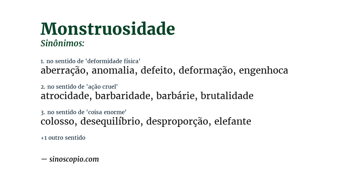 Sinônimo de monstruosidade
