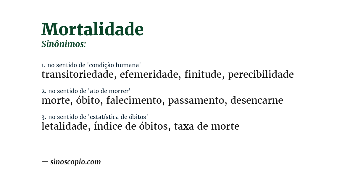Sinônimo de mortalidade