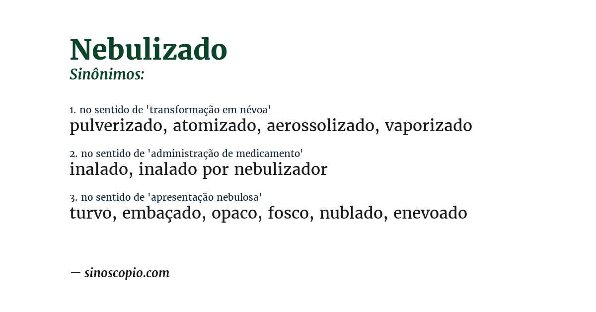 Sinônimo de nebulizado