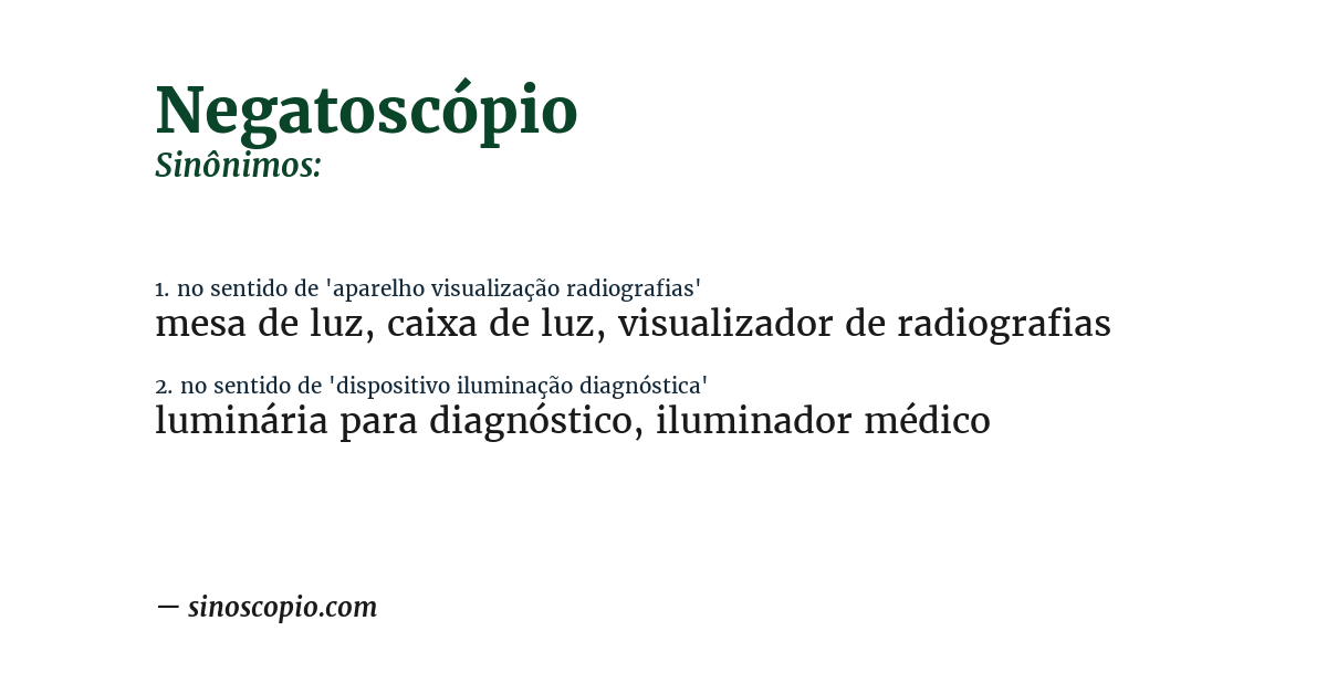 Sinônimo de negatoscópio