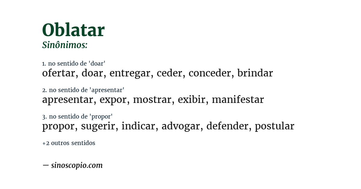 Sinônimo de oblatar