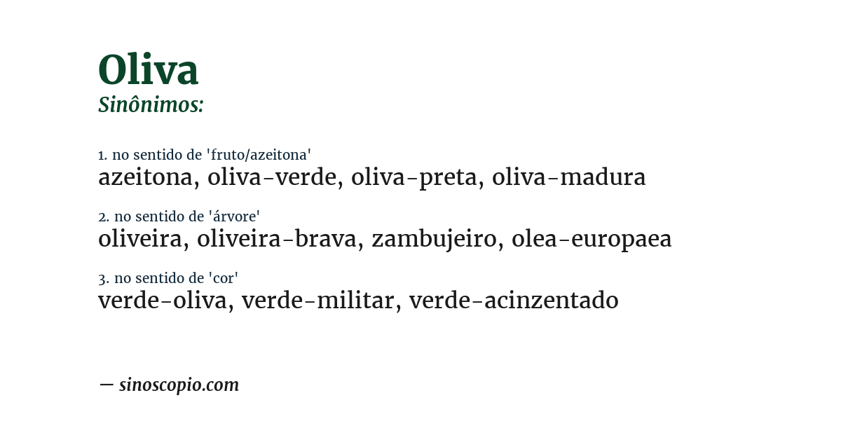 Sinônimo de oliva