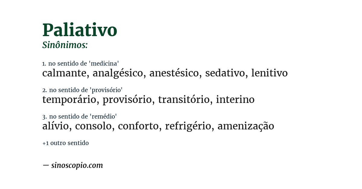 Sinônimo de paliativo