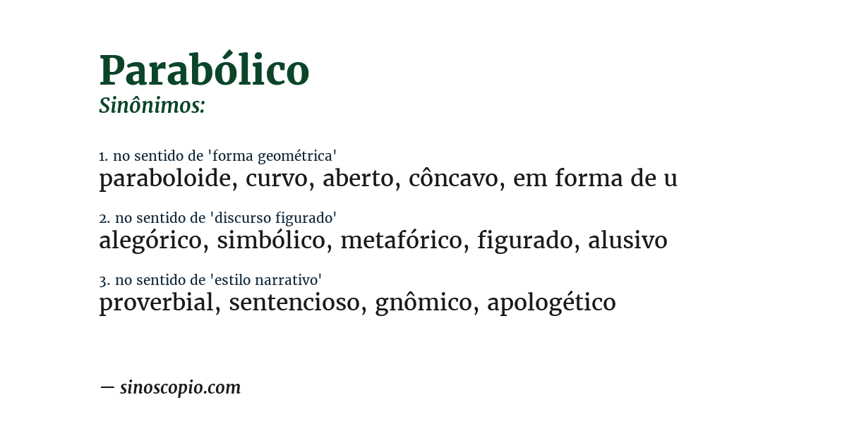 Sinônimo de parabólico