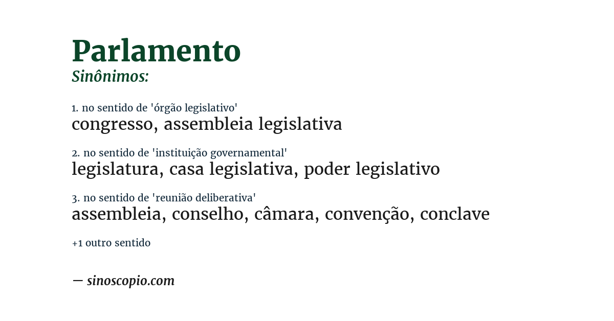 Sinônimo de parlamento