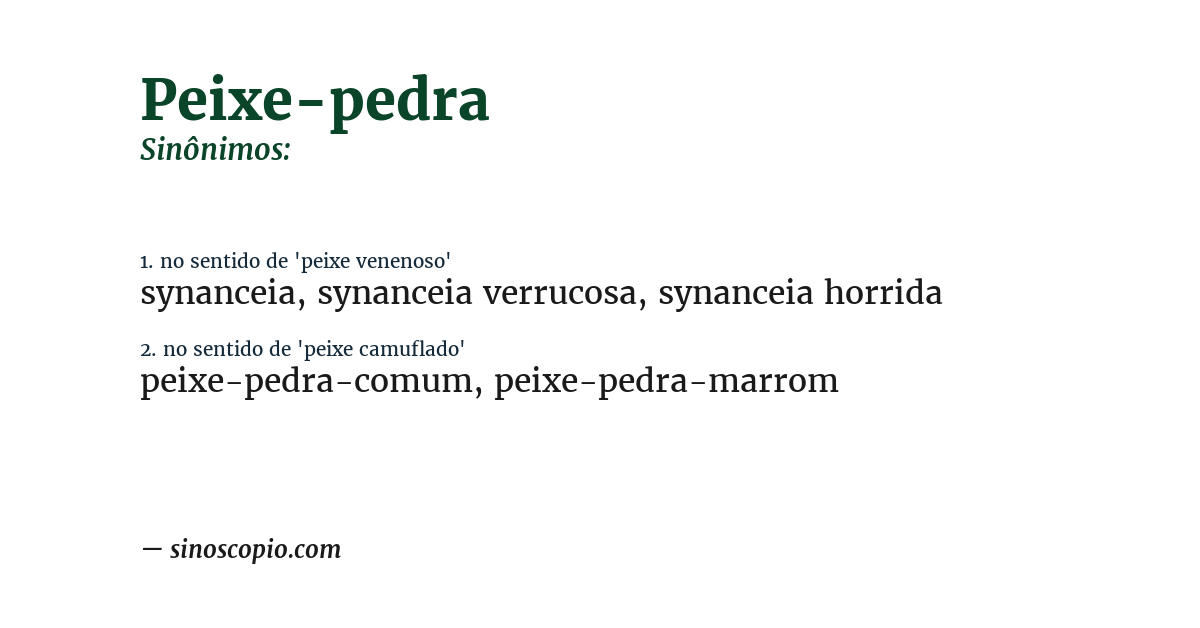 Sinônimo de peixe-pedra