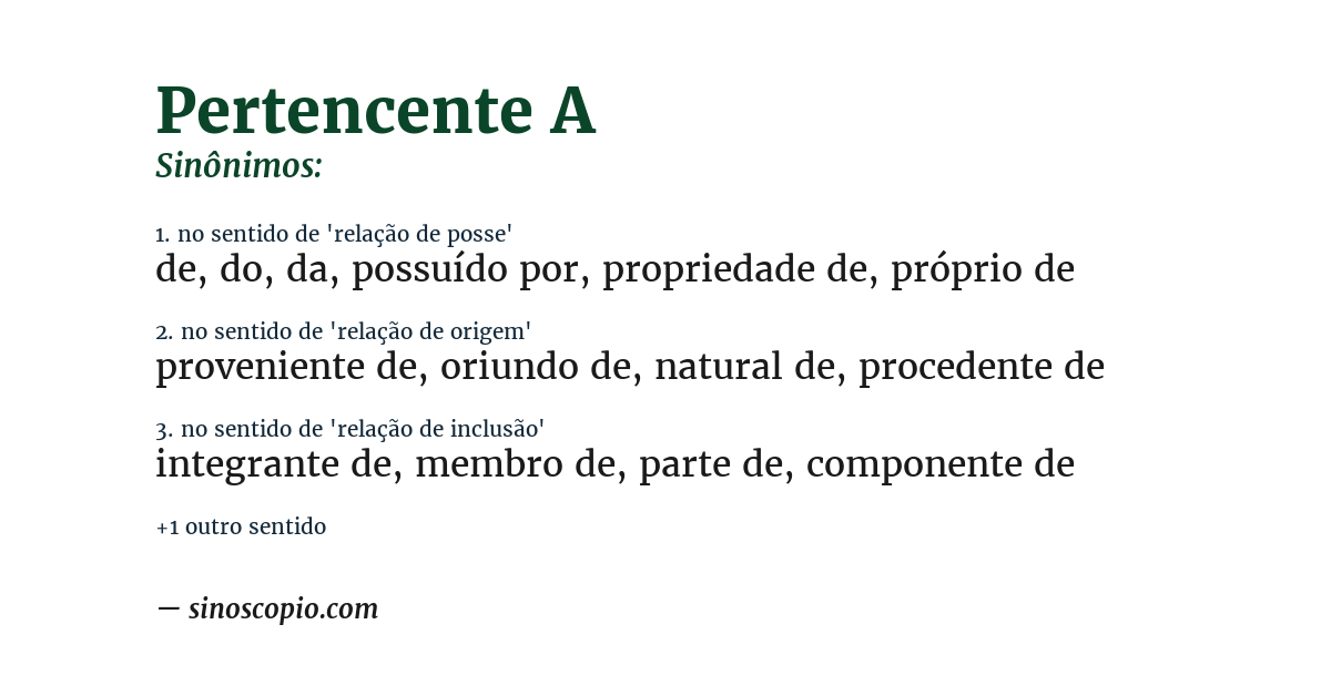 Sinônimo de pertencente a