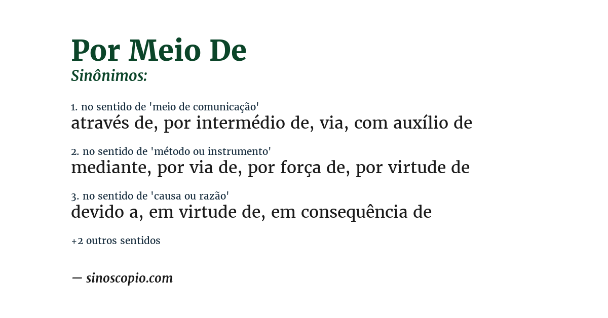 Sinônimo de por meio de
