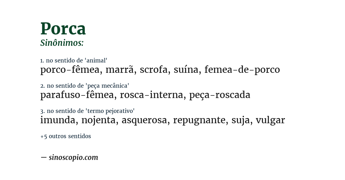 Sinônimo de porca
