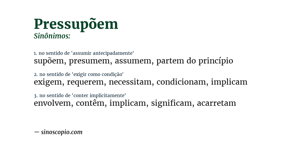 Sinônimo de pressupõem