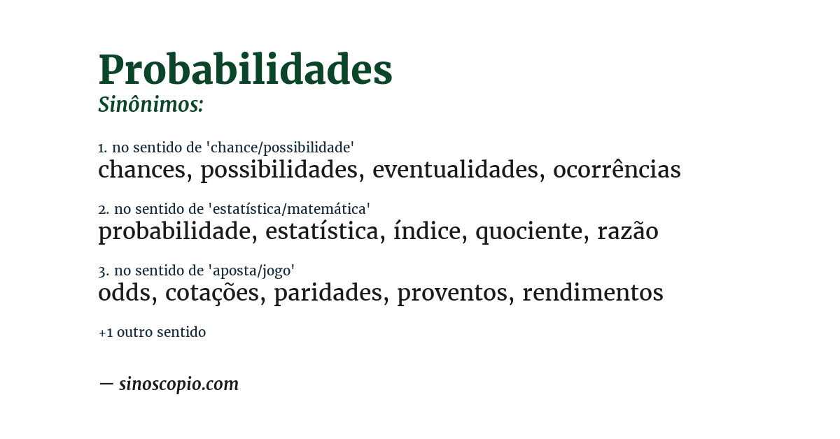Sinônimo de probabilidades