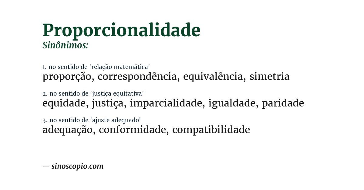 Sinônimo de proporcionalidade