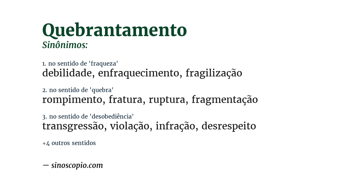 Sinônimo de quebrantamento