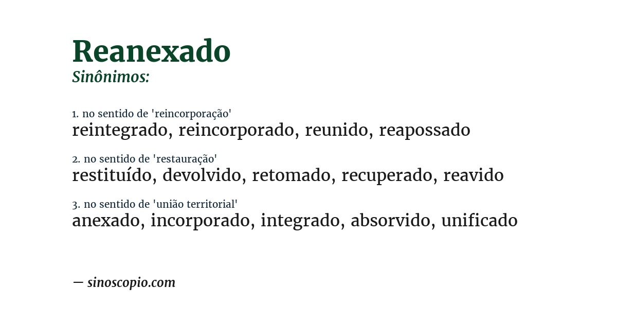 Sinônimo de reanexado
