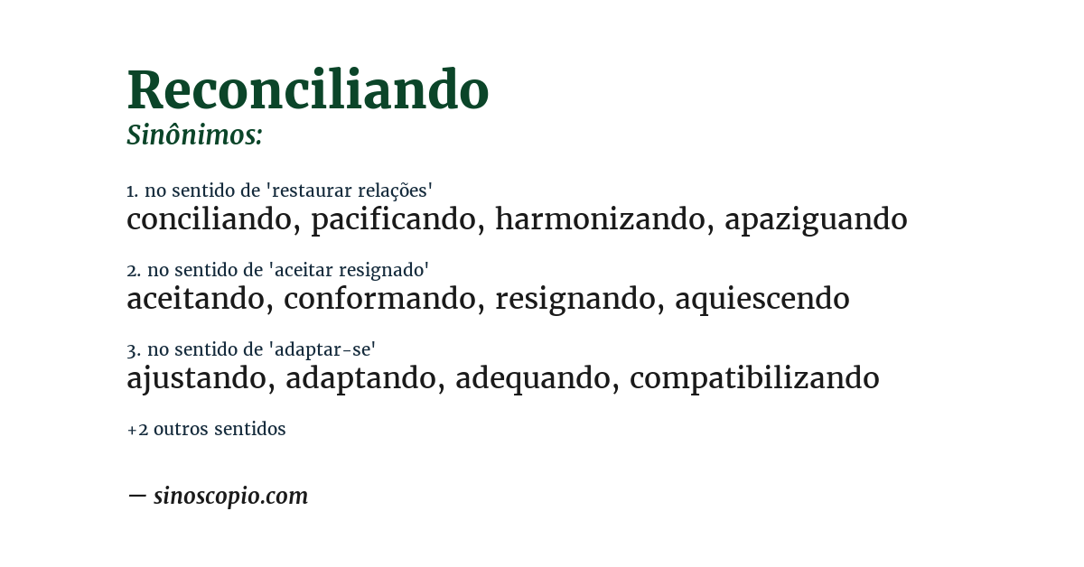 Sinônimo de reconciliando