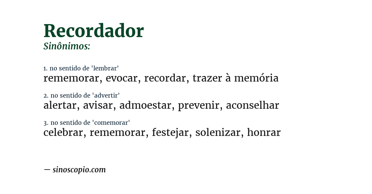 Sinônimo de recordador