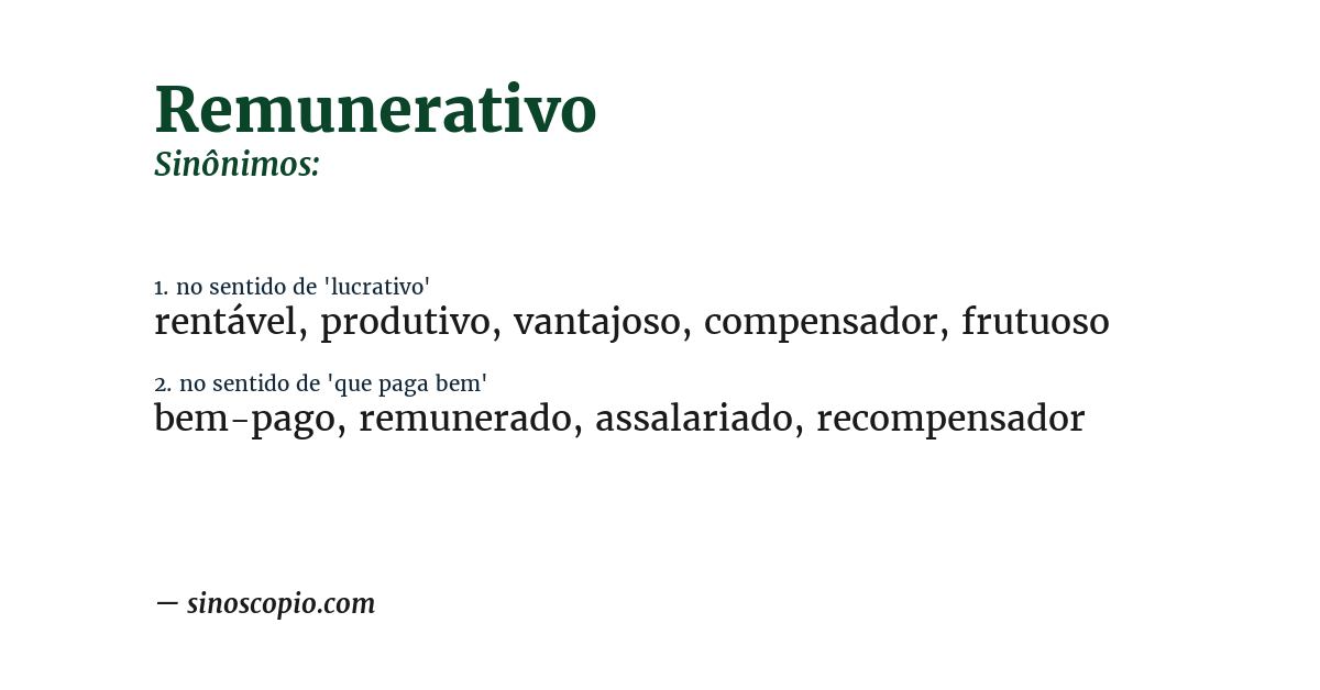 Sinônimo de remunerativo