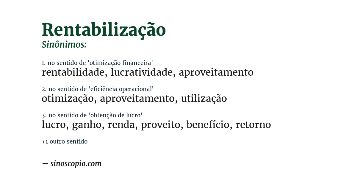 Sinônimo de rentabilização