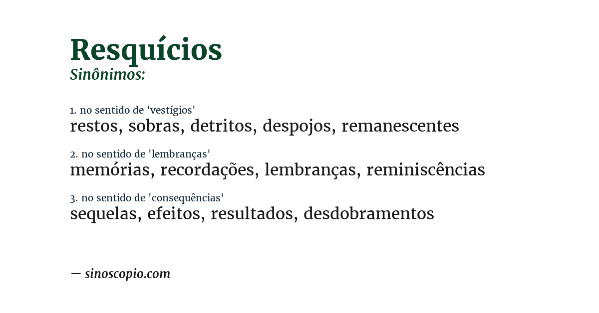 Sinônimo de resquícios