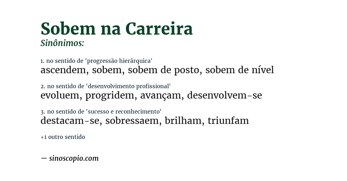 Sinônimo de sobem na carreira