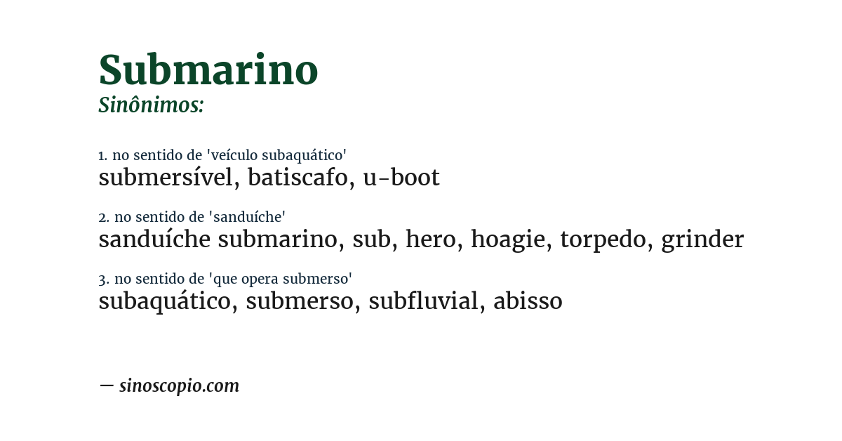 Sinônimo de submarino