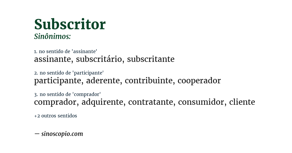 Sinônimo de subscritor