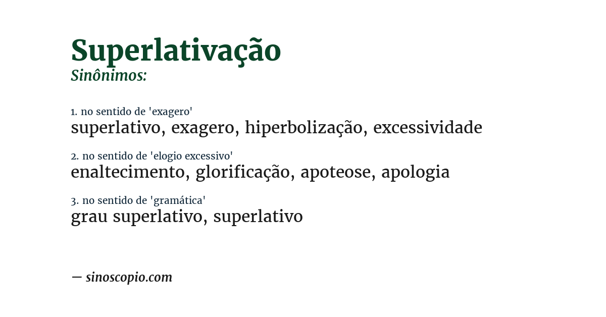 Sinônimo de superlativação