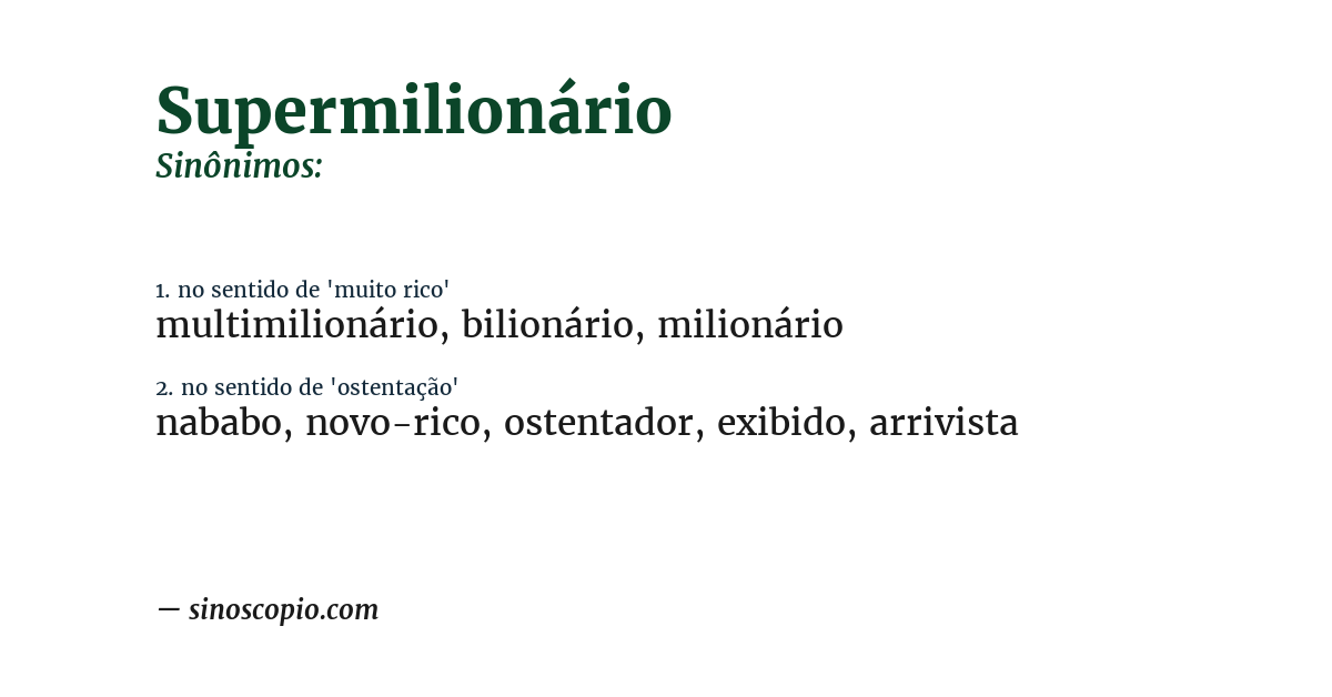 Sinônimo de supermilionário