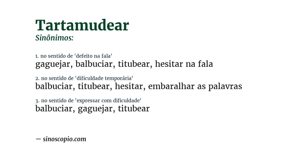 Sinônimo de tartamudear
