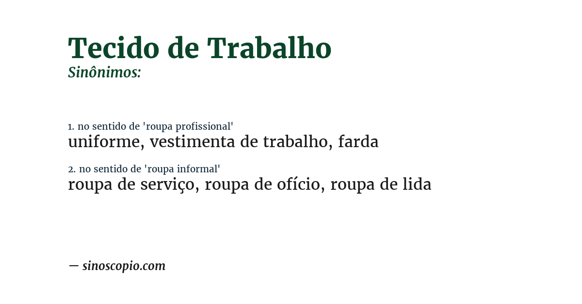 Sinônimo de tecido de trabalho