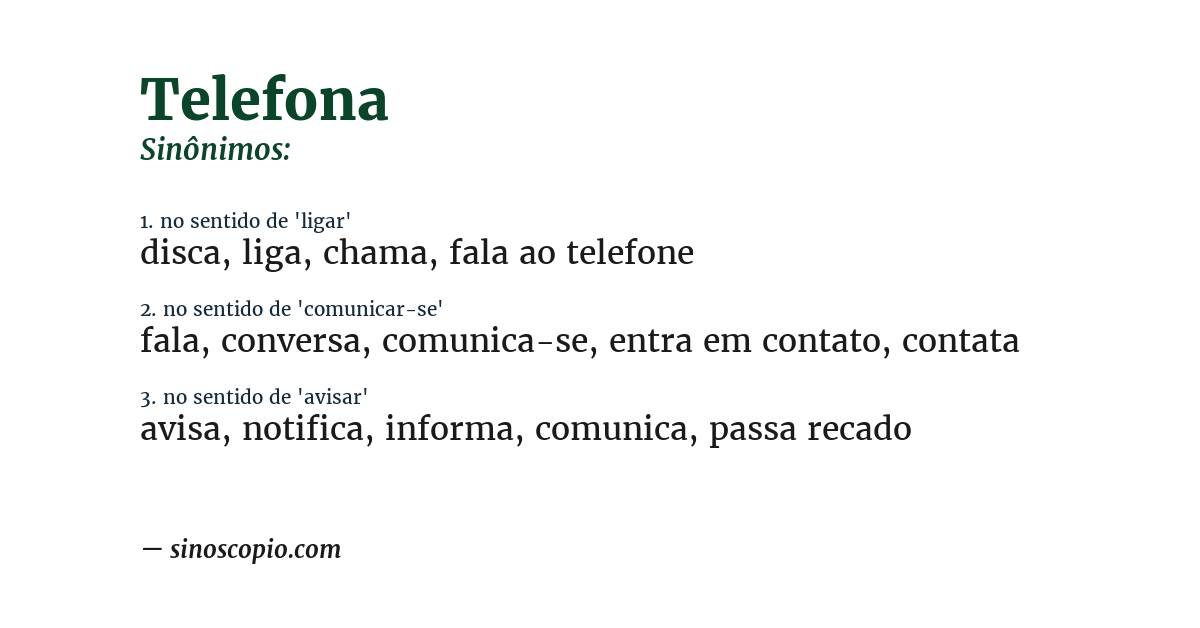 Sinônimo de telefona