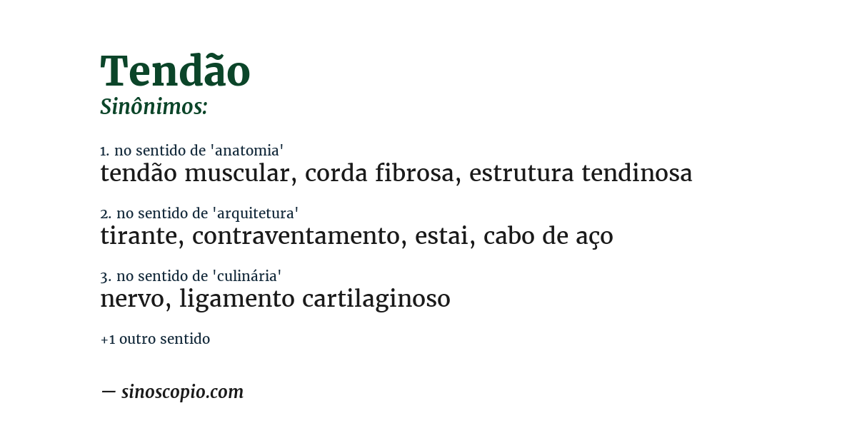 Sinônimo de tendão