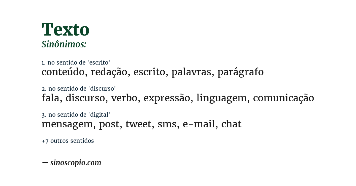 Sinônimo de texto