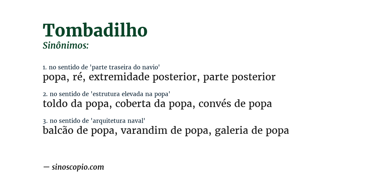 Sinônimo de tombadilho