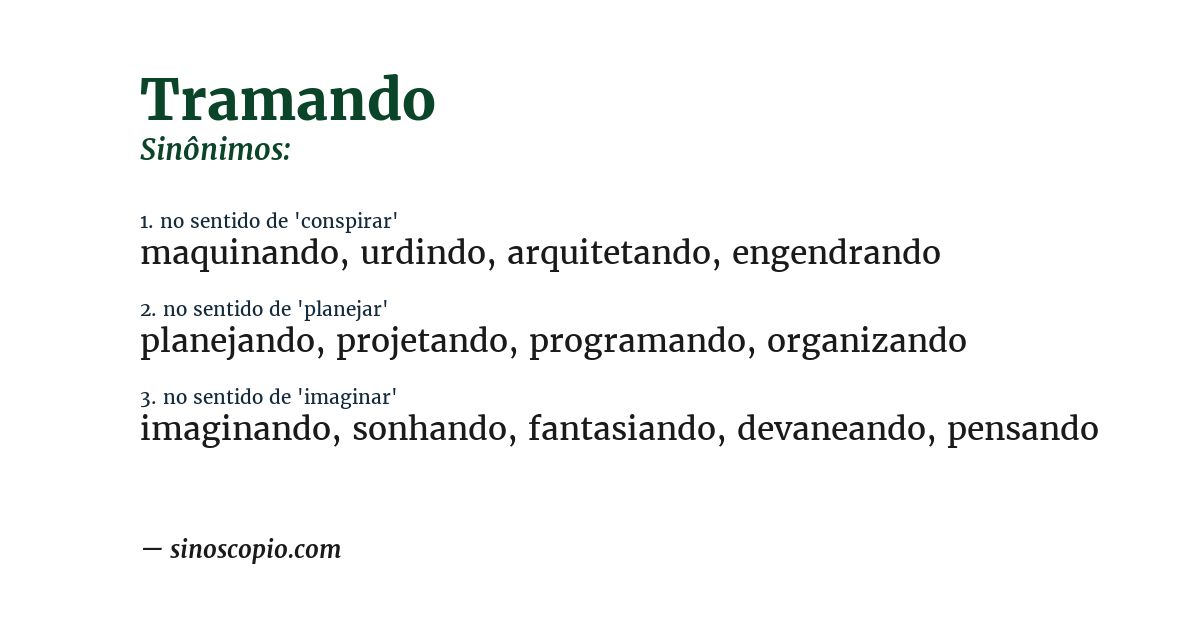 Sinônimo de tramando