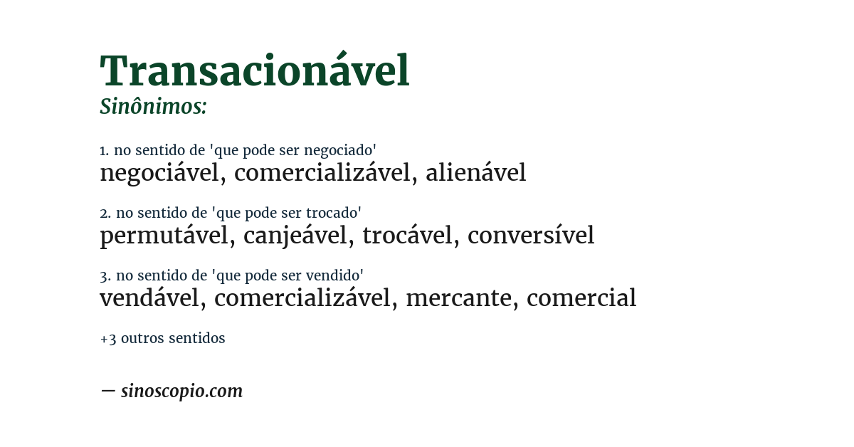 Sinônimo de transacionável