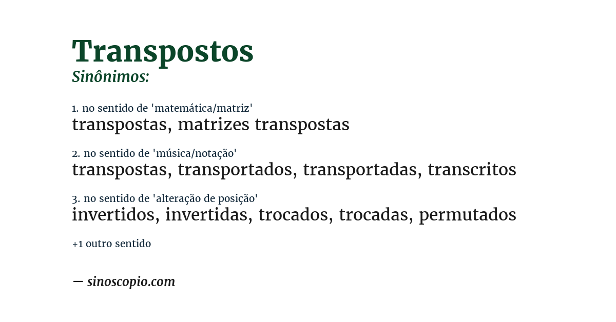 Sinônimo de transpostos