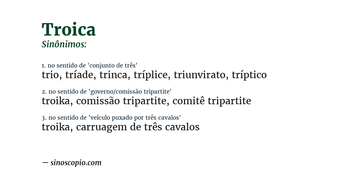 Sinônimo de troica