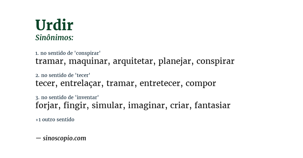 Sinônimo de urdir