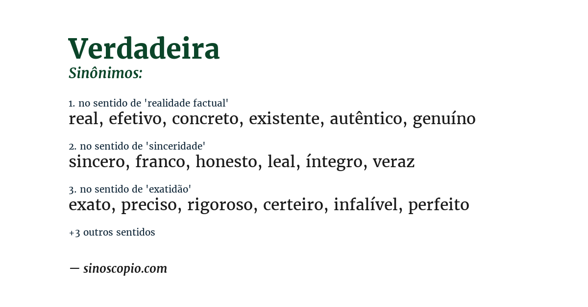 Sinônimo de verdadeira