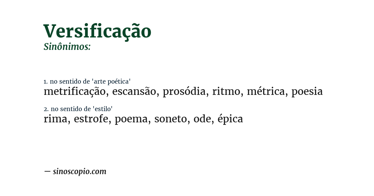 Sinônimo de versificação
