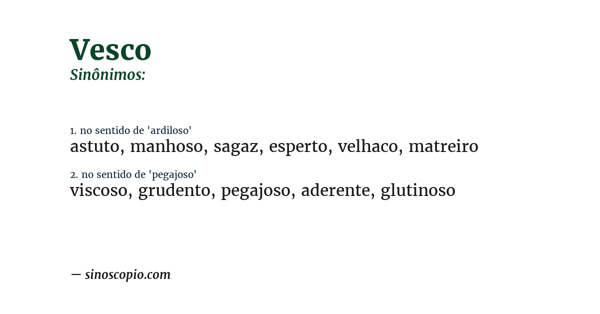 Sinônimo de vesco