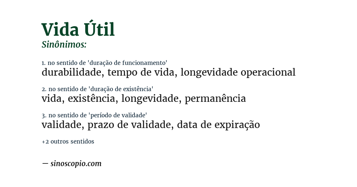 Sinônimo de vida útil