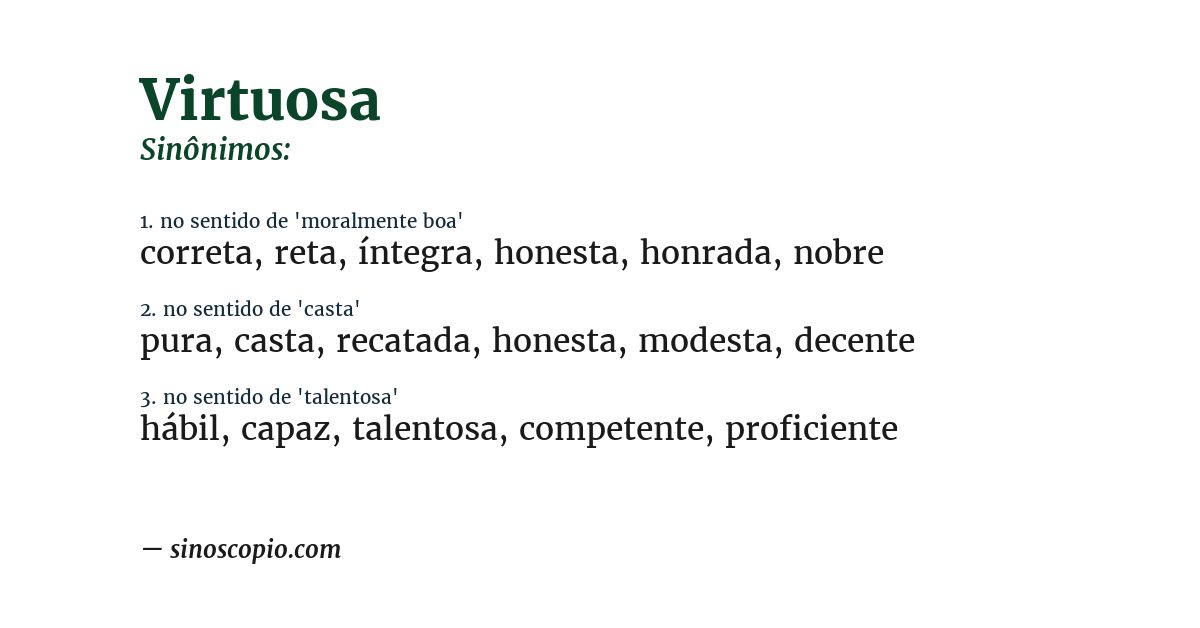 Sinônimo de virtuosa